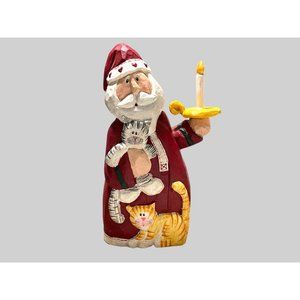 Midwest of Cannon Falls Santa w/Cats and Candle Figurine Eddie Walker